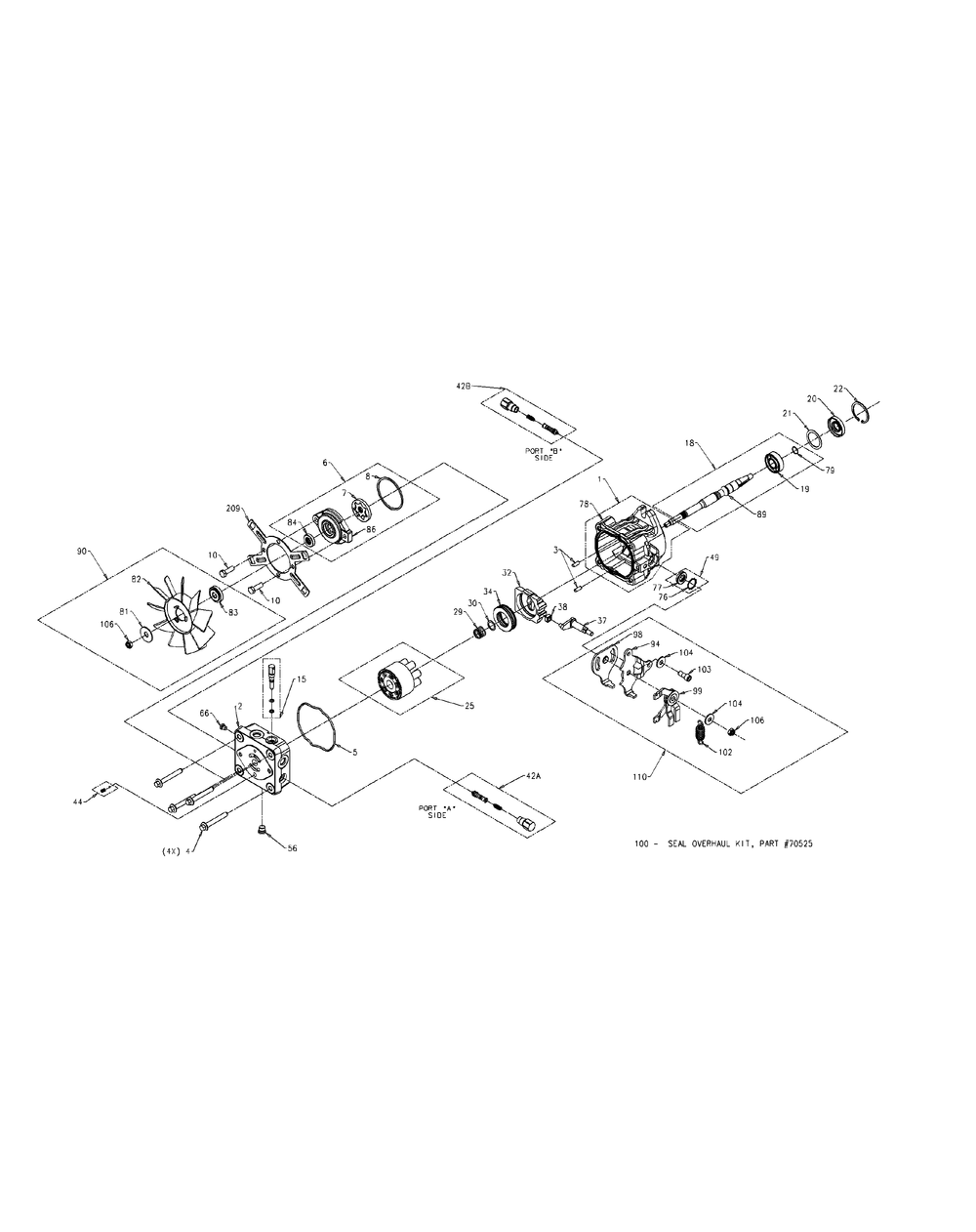 Hydraulic Pump Rh Diagram and Parts List for M60-KH (53BH8CT6050-27HP-OHV)(2009 & Before) Cub Cadet Lawn Tractor